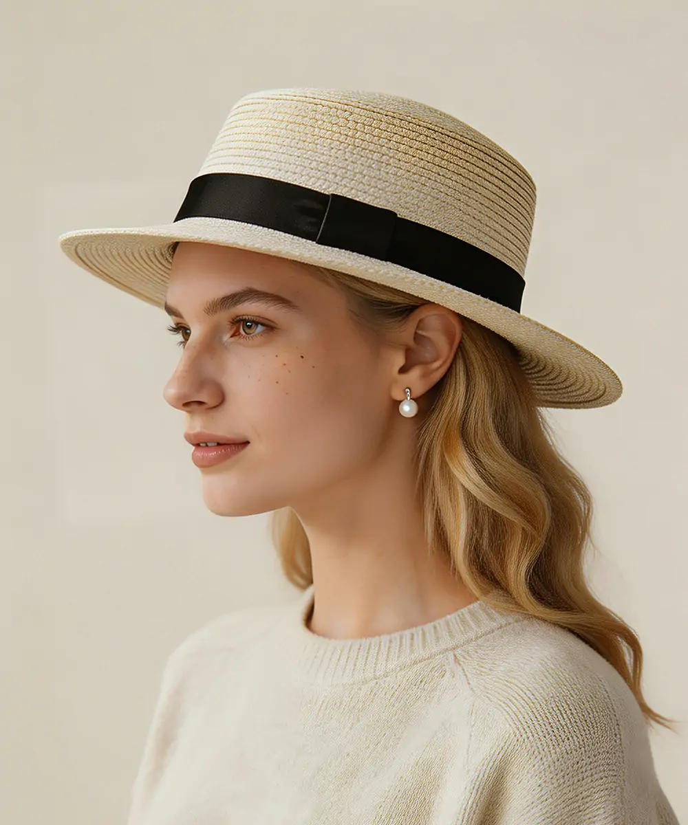 Riviera Straw Boater-White - Image 3