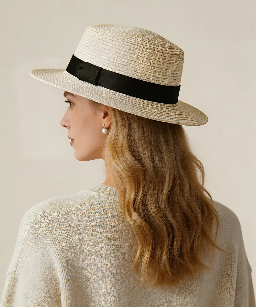Riviera Straw Boater-White - Image 4